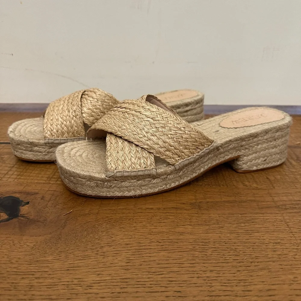 J Crew Made-in-Spain block-heel espadrilles raffia Size 11 - Picture 2 of 7
